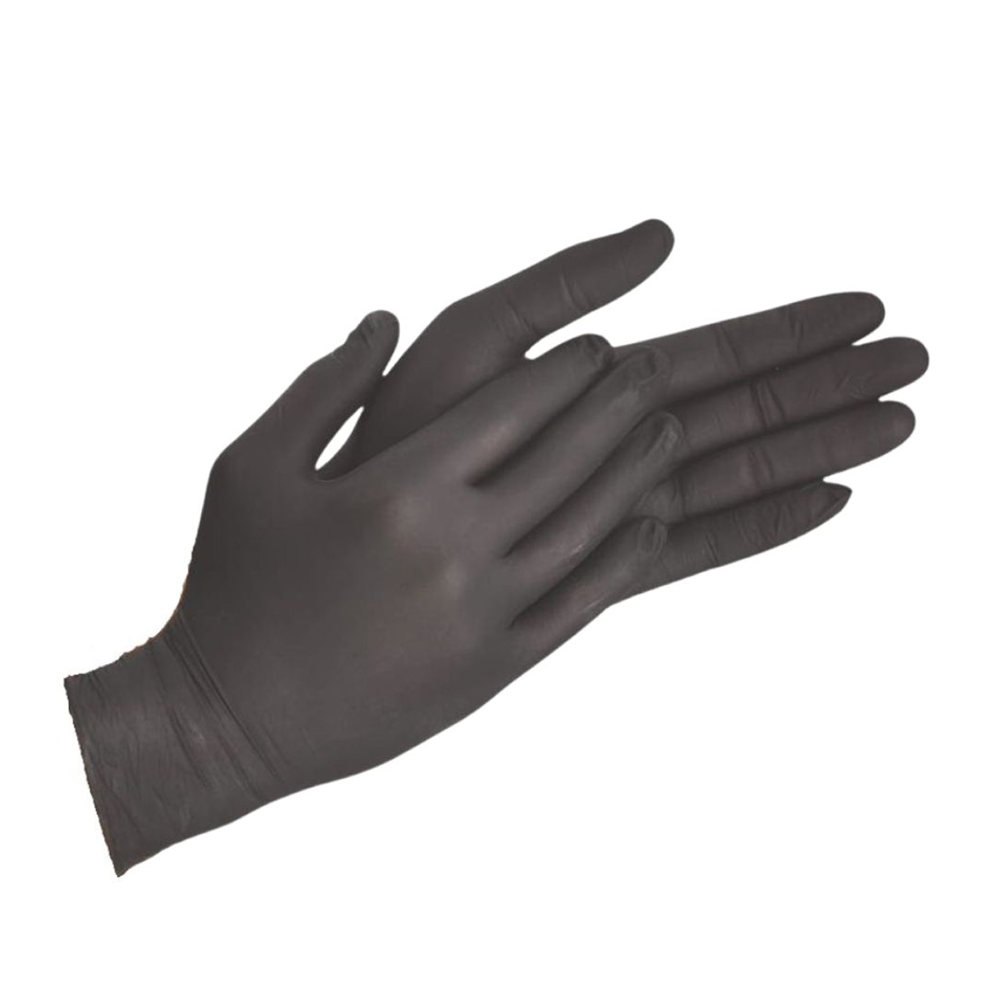 black golden hands nitrile gloves